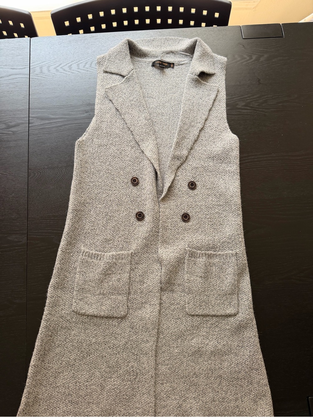 Love Tree Light Gray Knit Collared Vest